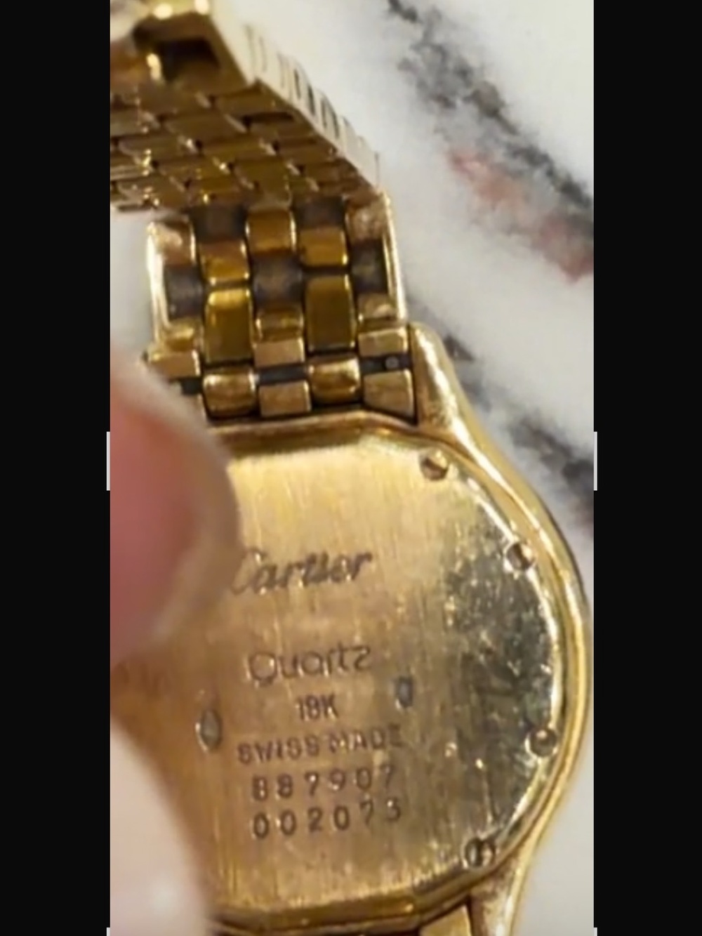 Cartier 18 karat Gold Cougar Watch with White Dial, Blue Hands and diamonds. - Picture 6 of 14